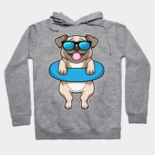 Dog at Swimming with Swim ring & Sunglasses Hoodie